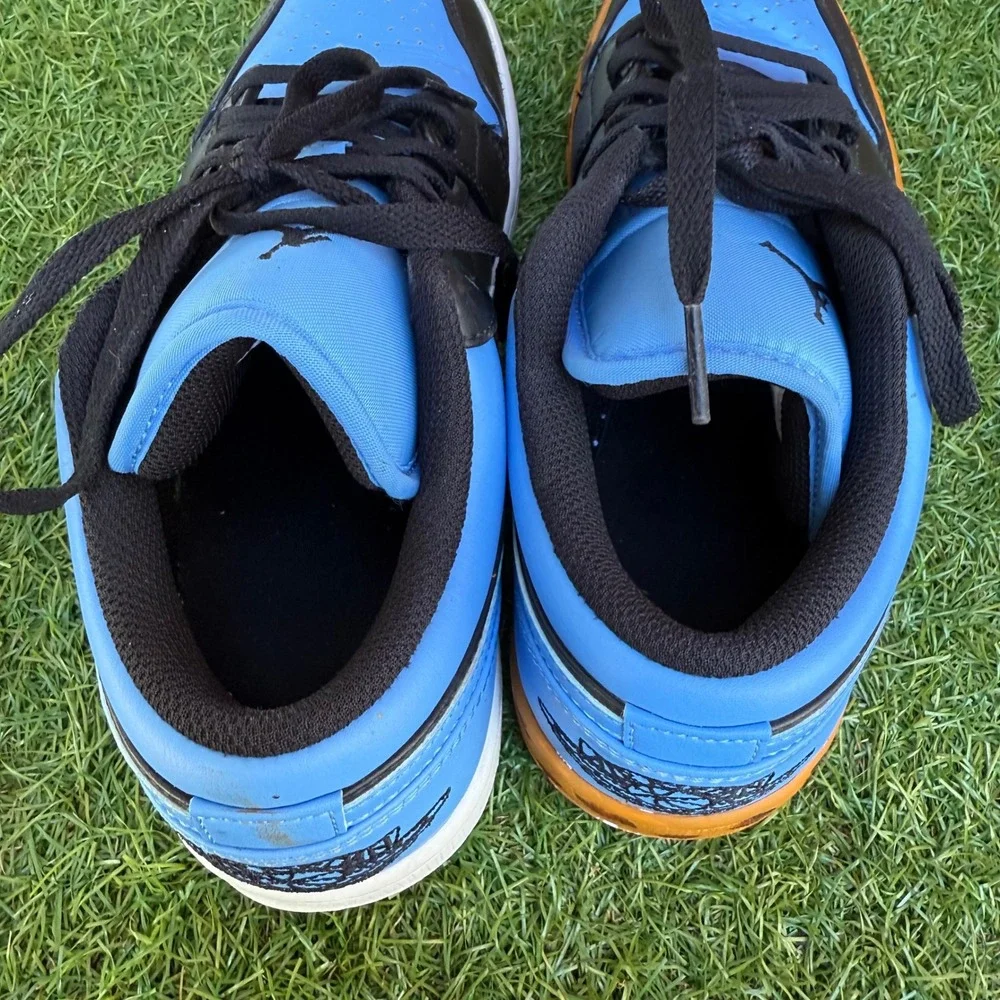 Nike‎ Air Jordan 1 Low University Blue Black Leopard Custom Mens Size 8 Flaws